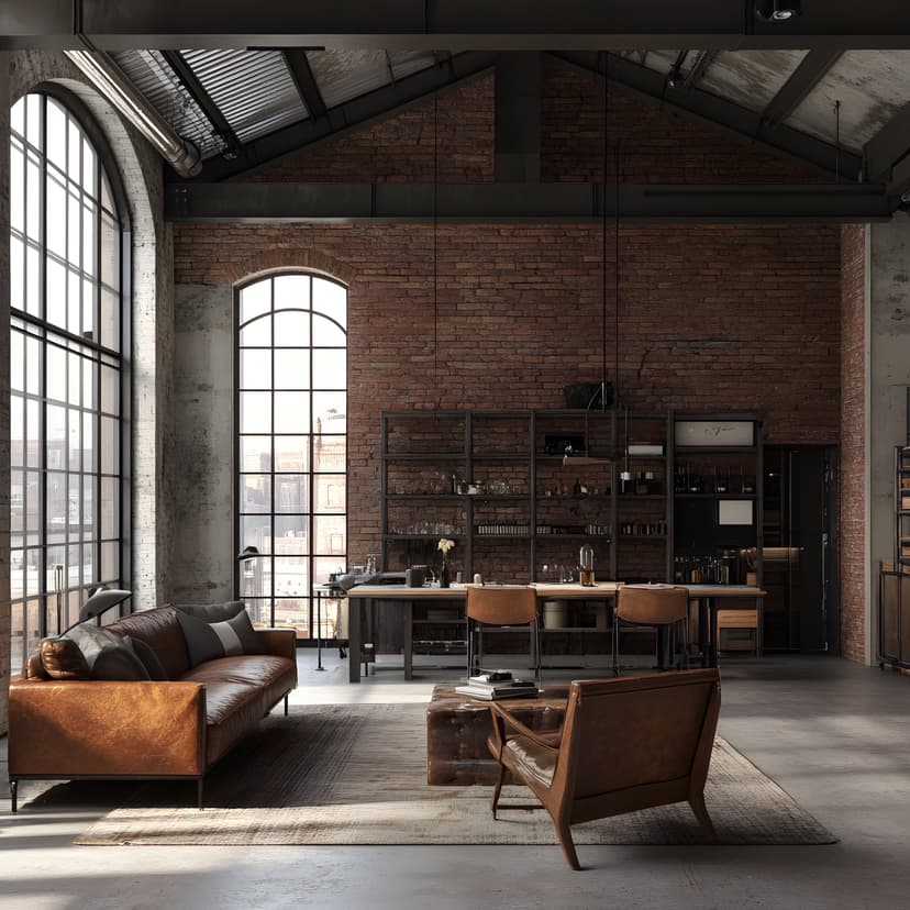 Industrial loft showcasing exposed brick walls